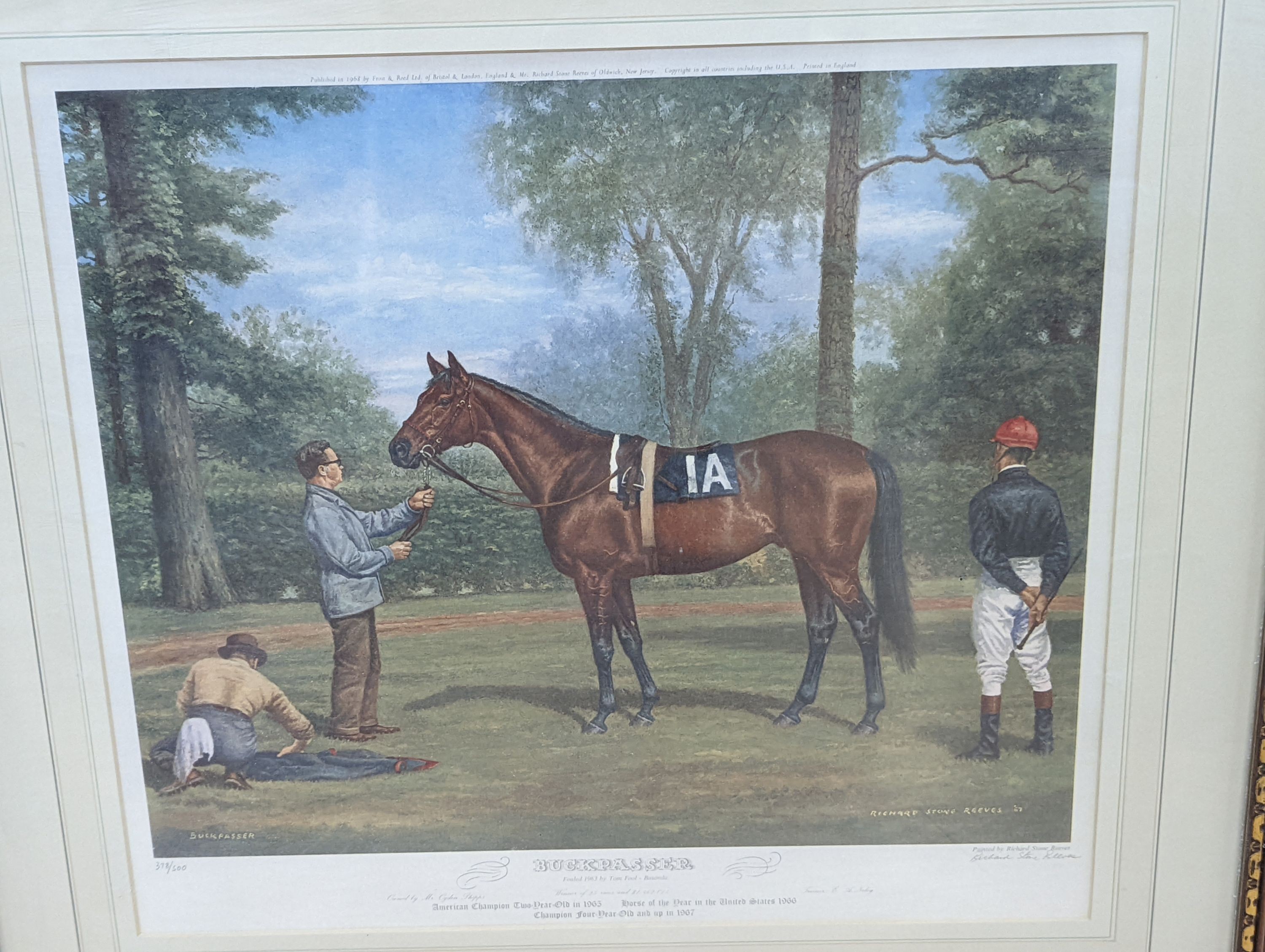 Richard Stone Reeves (1919-2005), set of four limited edition prints, Portraits of racehorses: Neji, Pibot, Buckpasser and Kelso, signed in pencil and numbered from the edition of 500, 44 x 48cm
